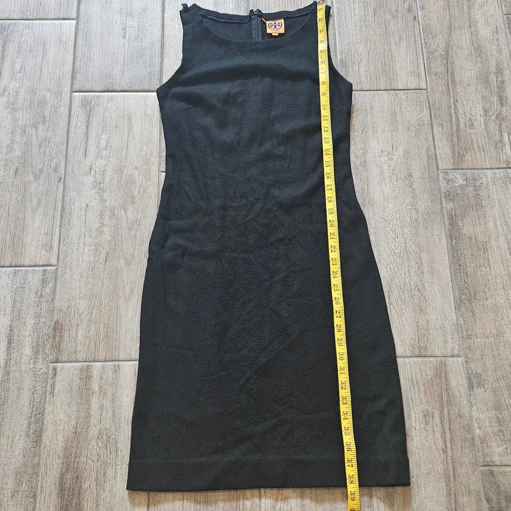 Tory Burch Shift Dress Size S Black Wool Sleeveless  Round Neck LBD Quiet Luxury